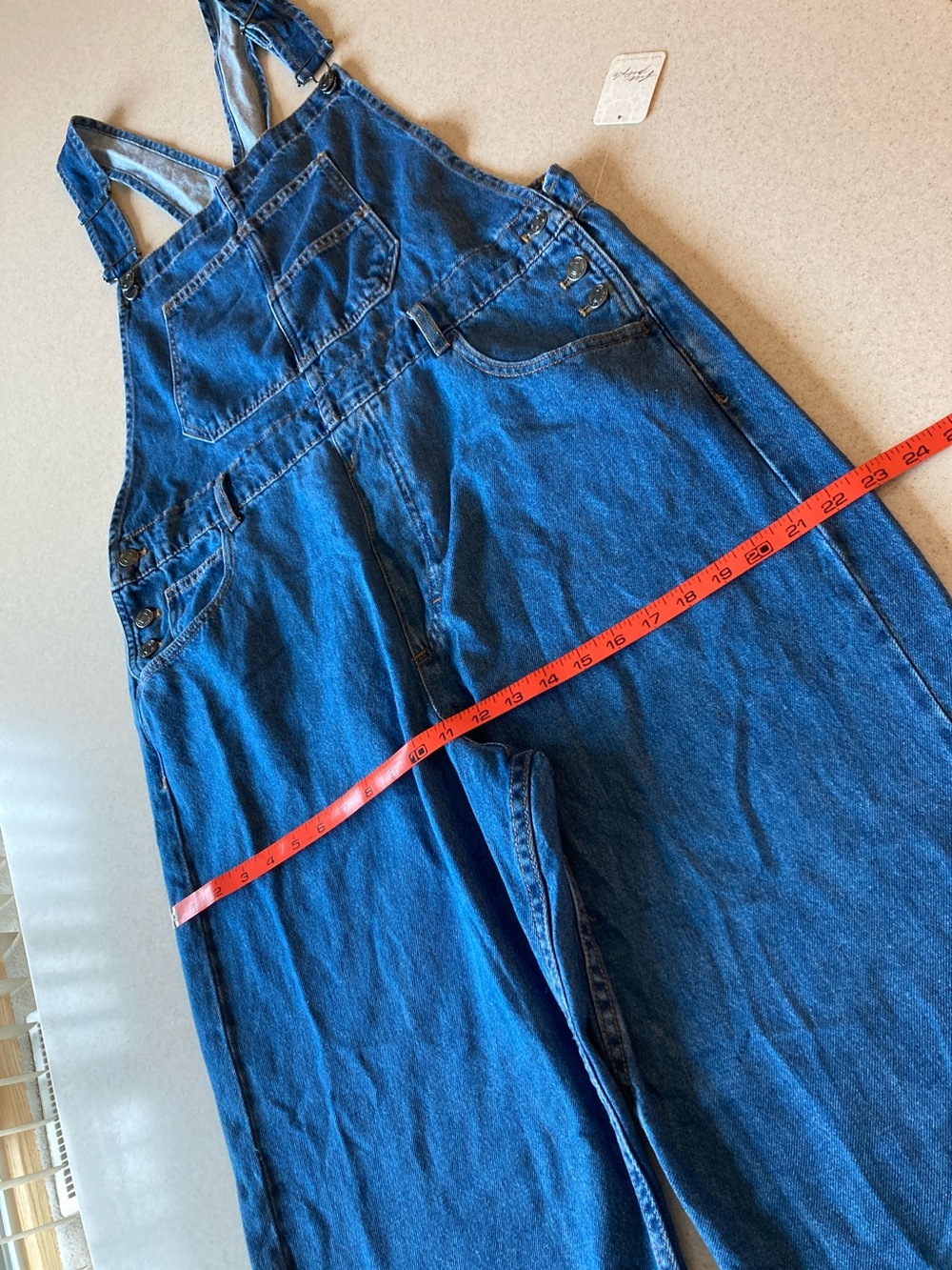 Free People Blue Denim Overalls - Classic Bib Style Women Size XL - Picture 8 of 16